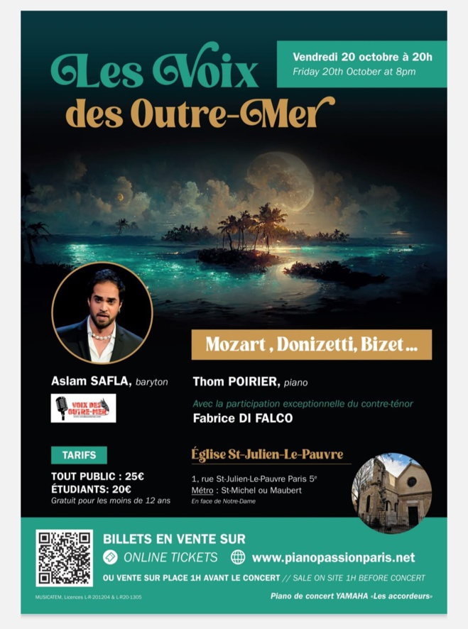 Concert Voix des Outre-mer ce vendredi avec Aslam Safla, Thom Poirier et participation de Fabrice di Falco