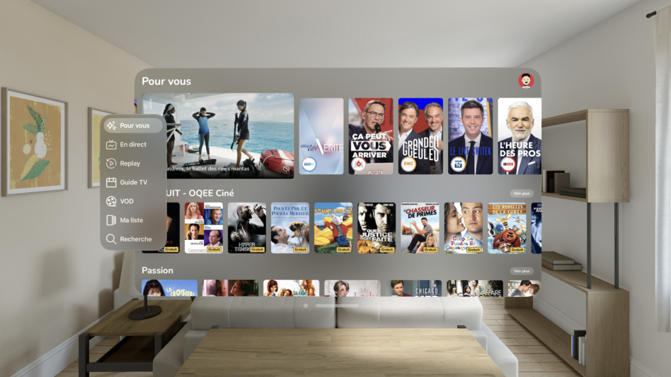 Free propose son application TV OQEE sur Apple Vision Pro