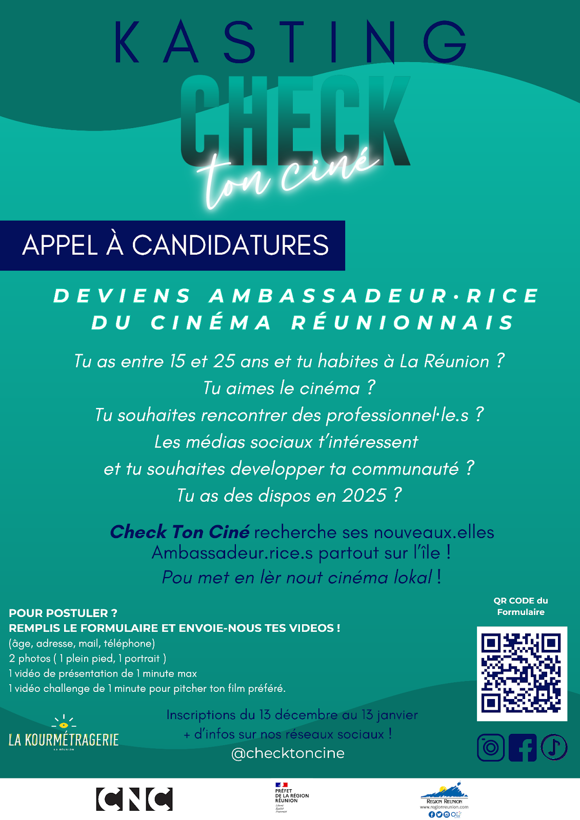 La Kourmétragerie lance le Kasting “Ambassadeur.rice.s Check Ton Ciné” sur toute La Réunion