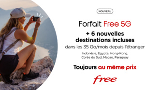 Free enrichit de nouveau son Forfait Free 5G  avec 6 nouvelles destinations incluses à l’étranger
